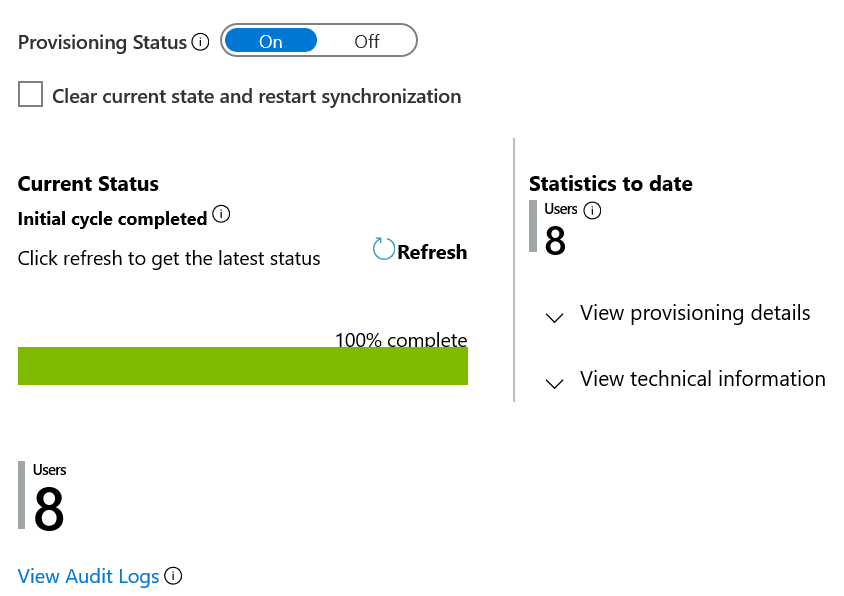 Screenshot of provisioning progress bar