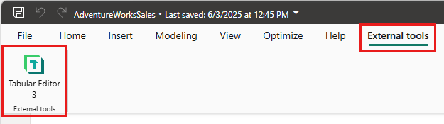 Screenshot of External tools Menu.