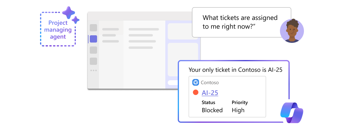 This illustration shows a plugin scenario where an engineer asks to show all open tickets for him