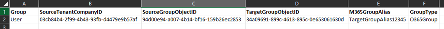 תבנית עבור קובץ csv עבור קבוצות Microsoft 365