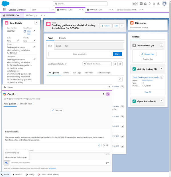 Copilot בתכונות שאינן של Microsoft CRMs.