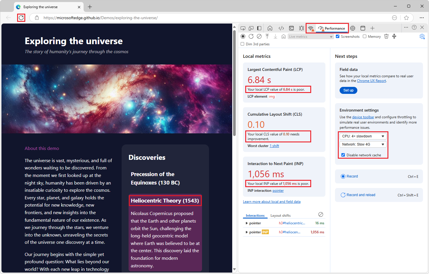 Local metrics results: poor; needs improvement; and poor