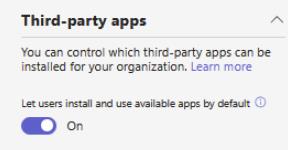 Screenshot showing acm third-party org-wide app settings in an organization.