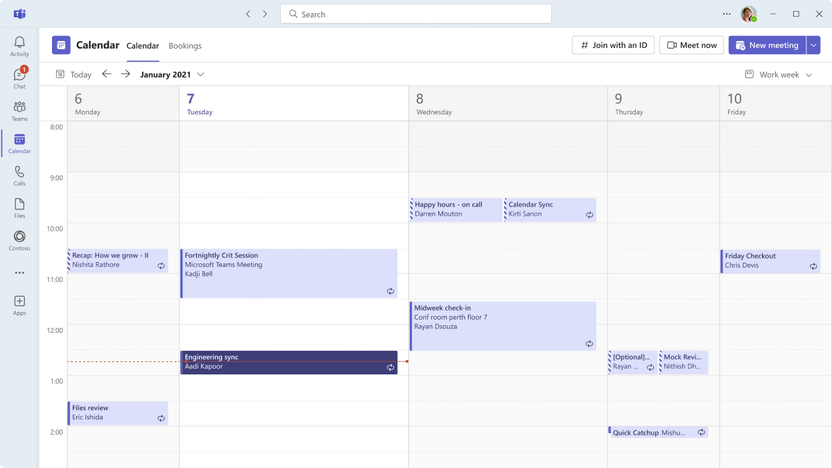 Example shows a calendar UI template on desktop.
