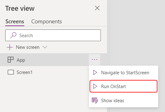 תפריט קיצור דרך של פריט יישום להפעלת OnStart תפריט קיצור דרך של פריט יישום להפעלת OnStart