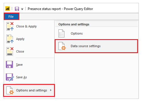 Data source settings.