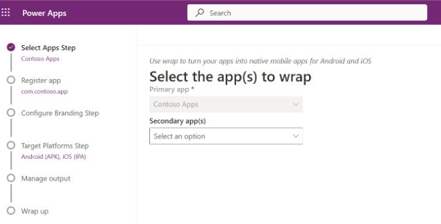 Choose theapps that you want to wrap.