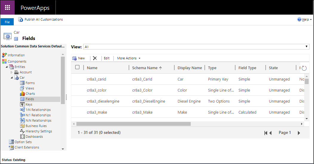 Solution explorer columns view.