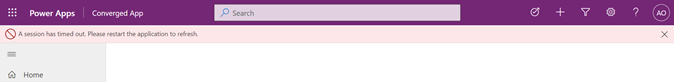 Custom page session timeout app message bar error