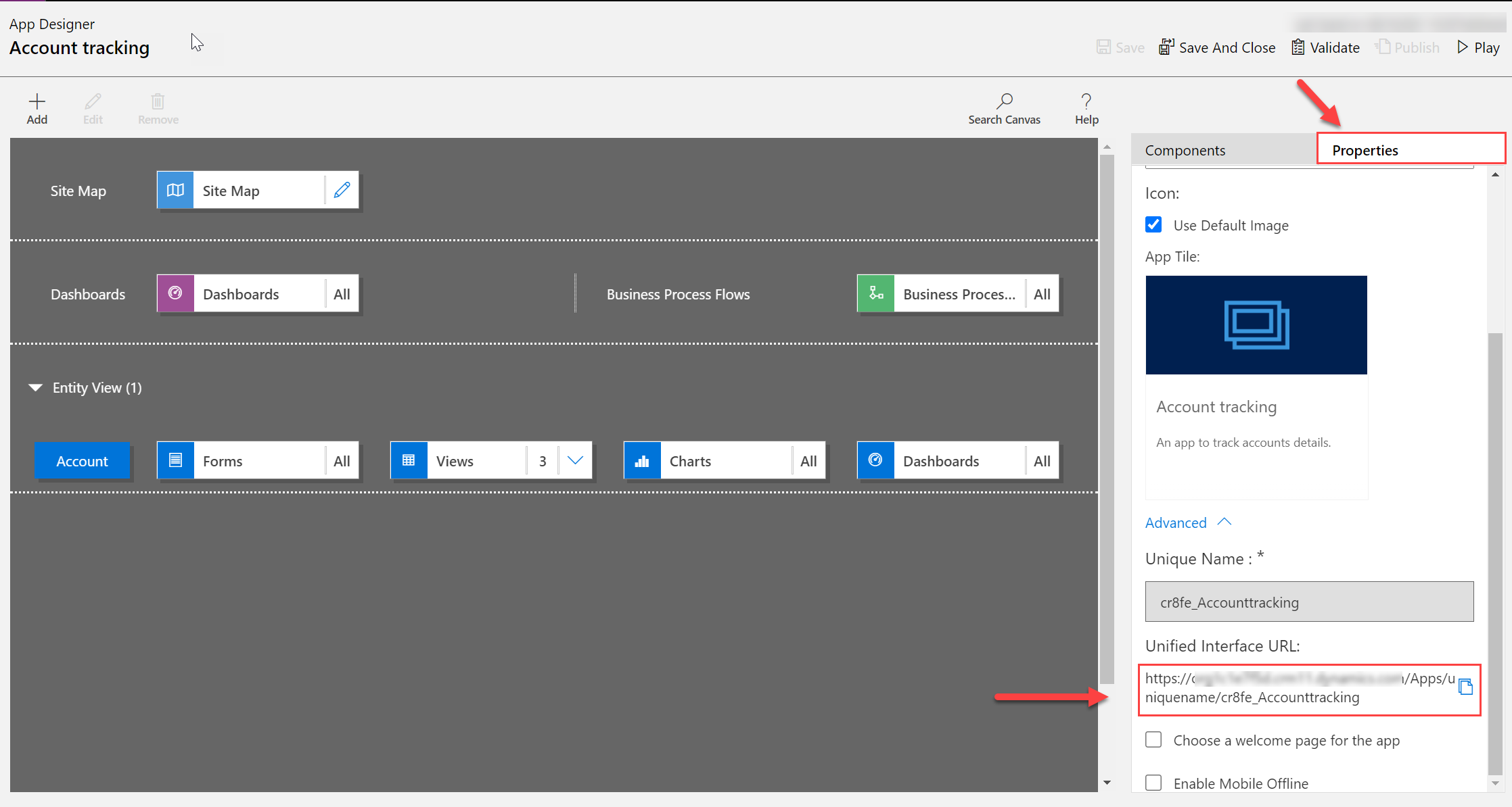 Acquiring the link for a model-driven app "Acquiring the link for a model-driven app"