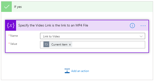 ציין שקישור הווידאו הוא הקישור לקובץ MP4.
