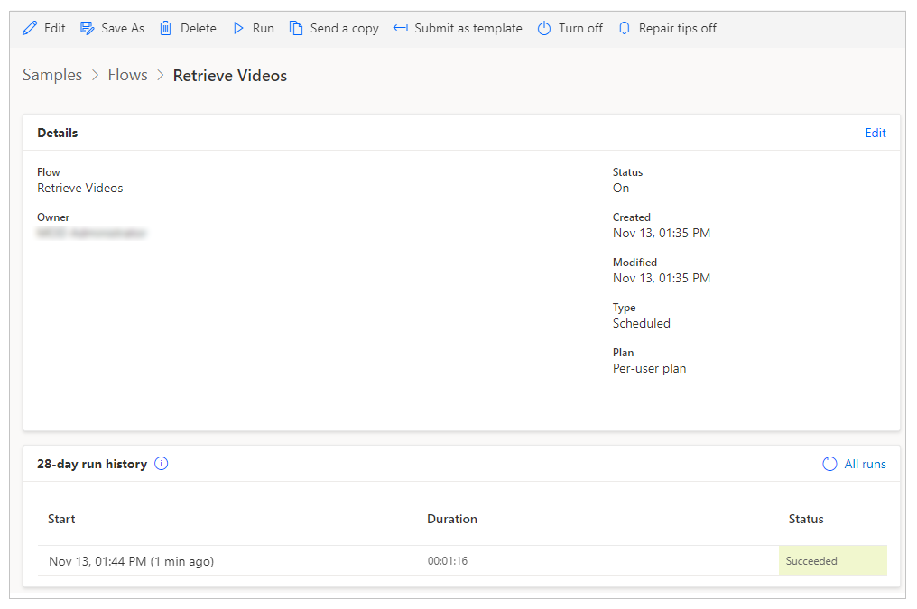 הפעל זרימה.