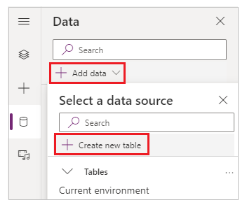 יצירת טבלה חדשה.