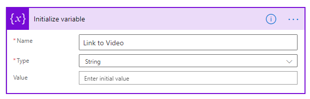 הוספת הפעולה 'אתחול משתנה'.