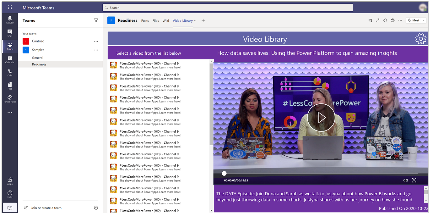 יישום 'ספריית סרטוני וידאו'.