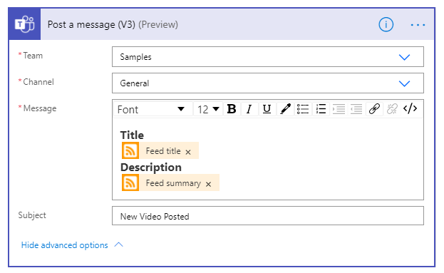 הוספת הפעולה 'הגדר משתנה'.