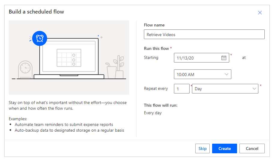 בניית זרימה מתוזמנת.