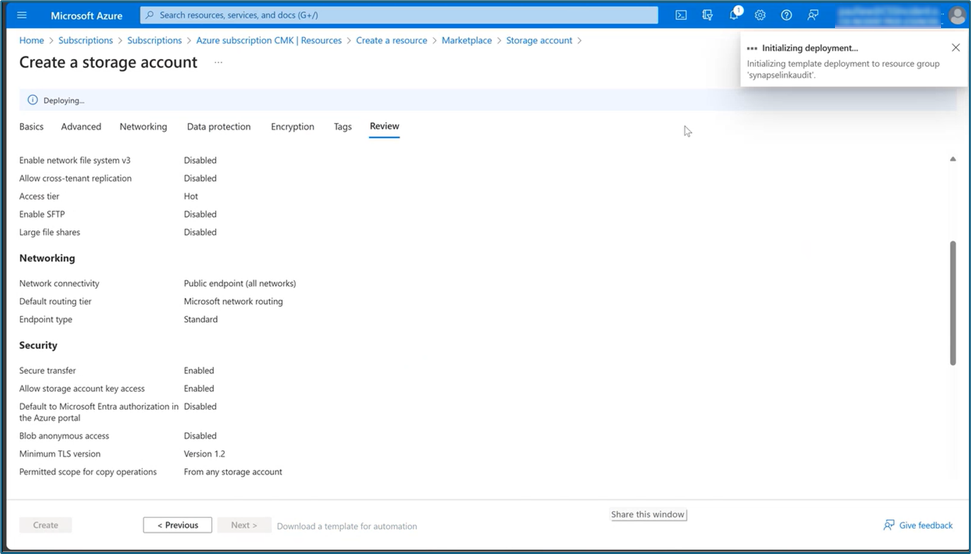 יצירת חשבון Azure Storage
