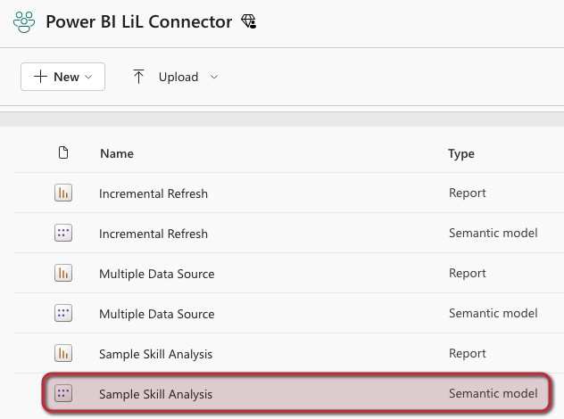 Screenshot of the datasets available for refresh.