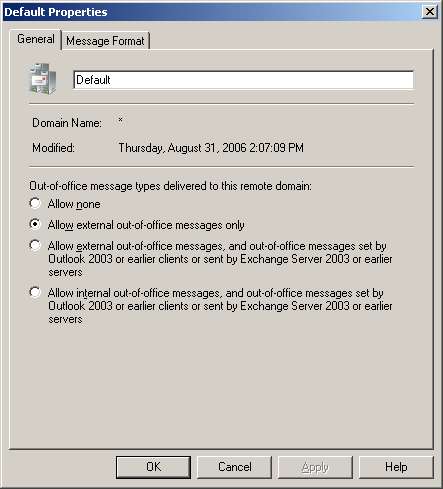 Remote Domain General Property Tab