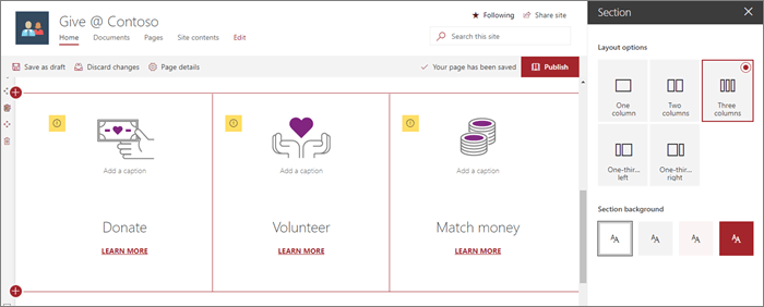 Image of the Call to action set up