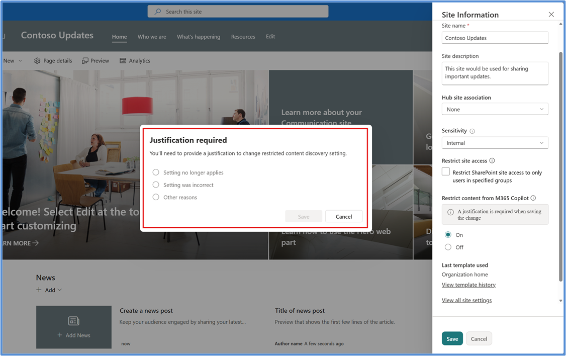 RCD justification by site admin