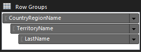 Screenshot of the Report Builder Row Groups.