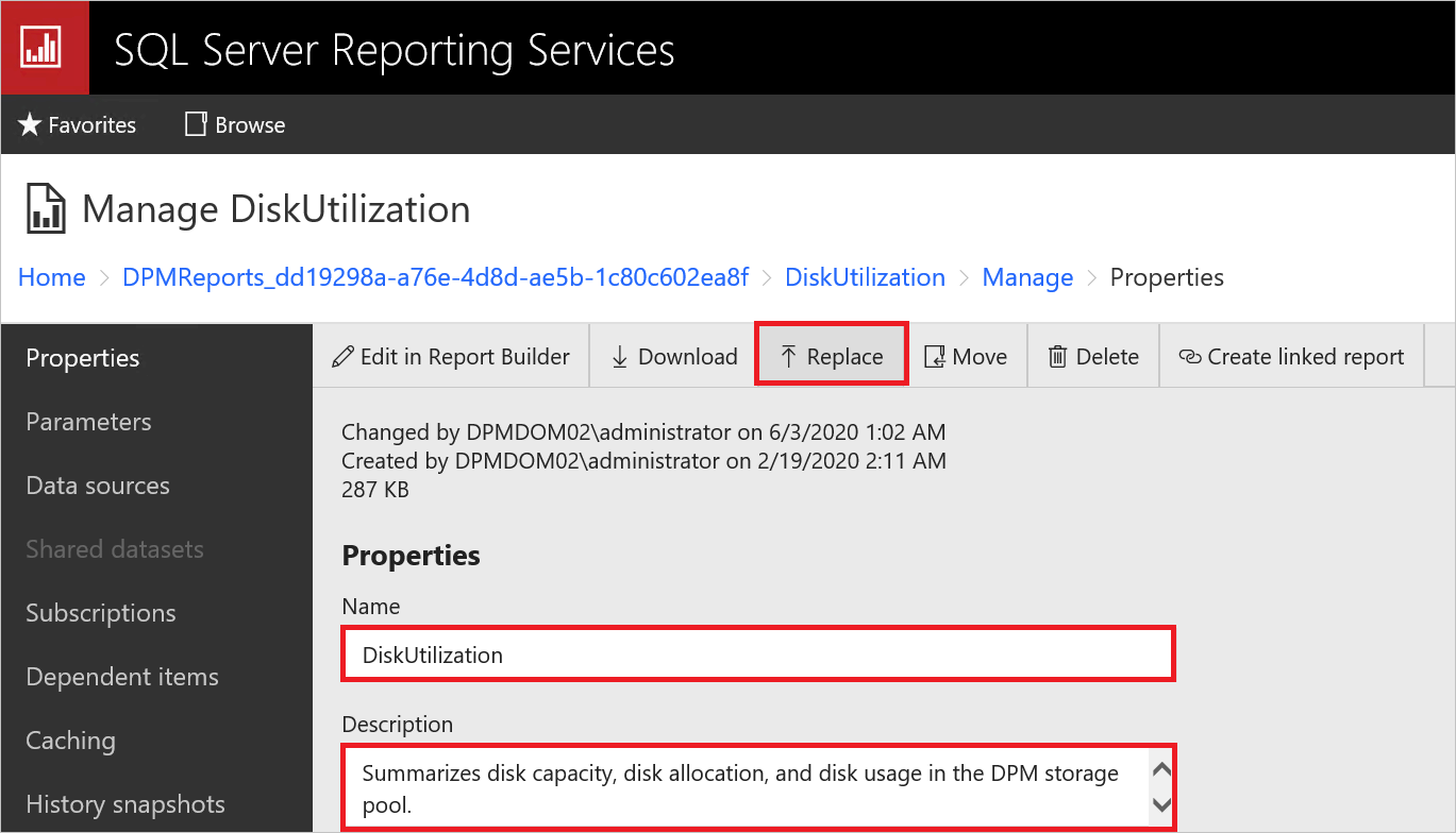 Replace report files