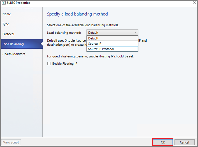 Screenshot of load balancing method.