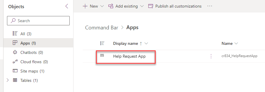 Screenshot showing the help request application.