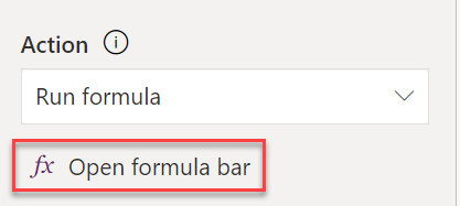 Screenshot that shows the option for open formula bar.
