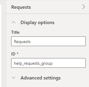 Screenshot showing the navigation group properties.