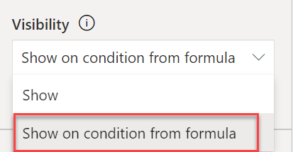 Screenshot to show visibility of an item set to show on condition from formula.