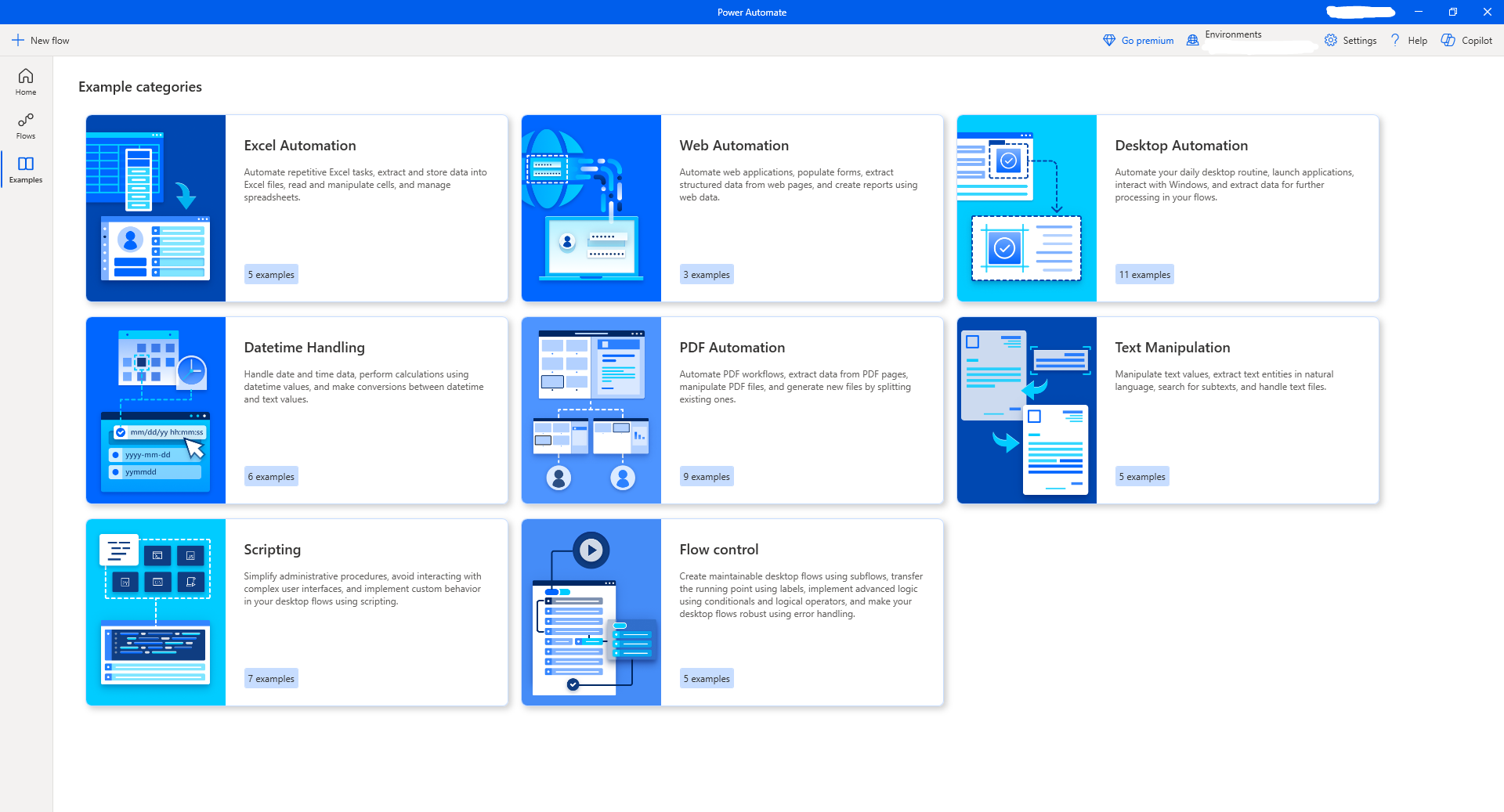 Screenshot of desktop flow examples.