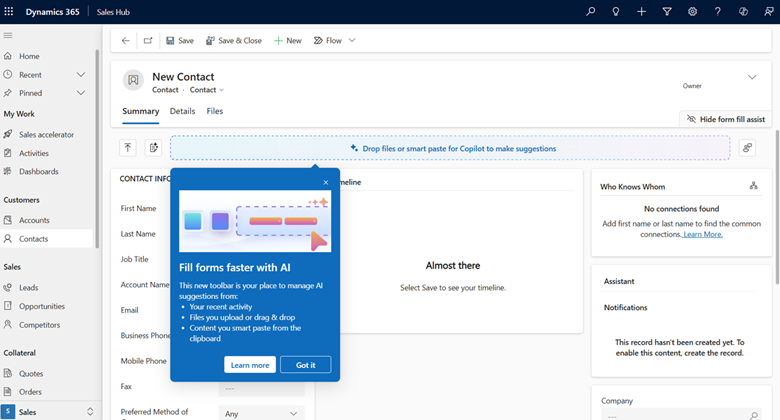 Screenshot of the form fill assist function.