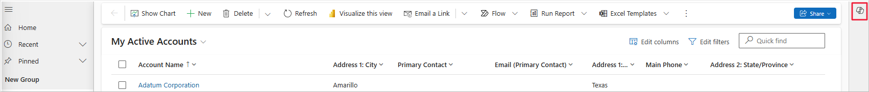 Screenshot of the Copilot logo to select.