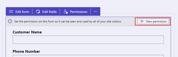 Screenshot of the add New permission button.