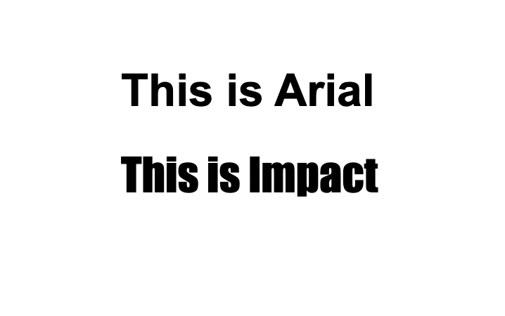 מסך של עיבוד דפדפן של טקסט H T M L בשני גופנים.