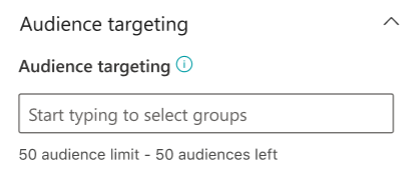 Screenshot of the audience targeting section in the Events card properties pane.
