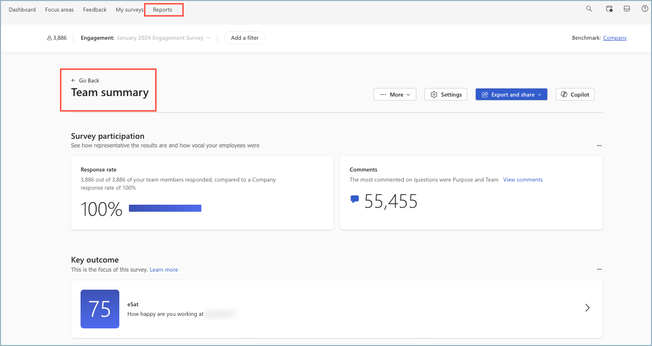 Screenshot of the Manager Team Summary dashboard.