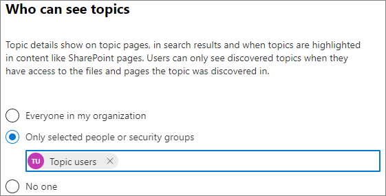 Screenshot of the Who can see topics page.