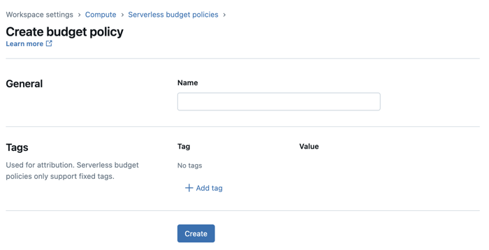 Create serverless usage policy UI