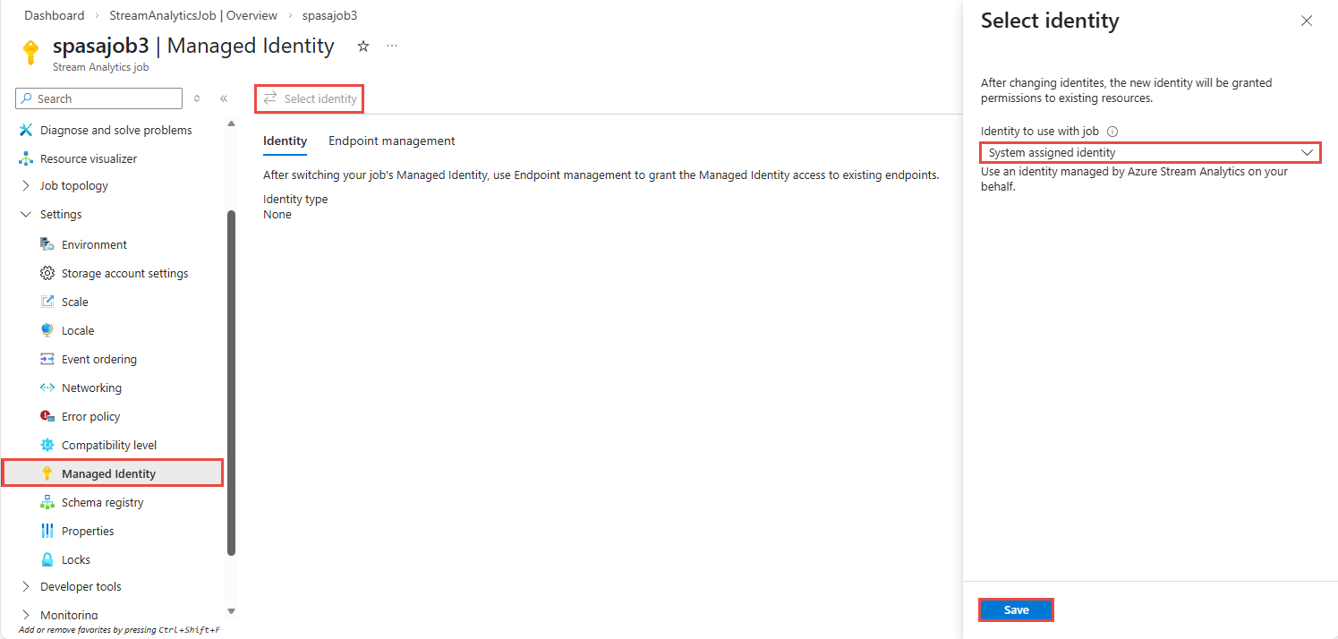 System assigned managed identity