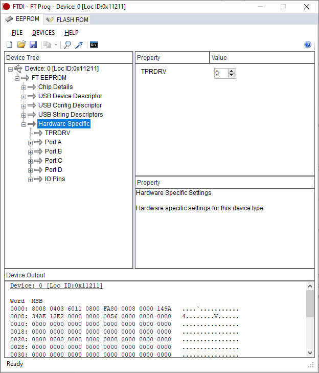 FTProg Hardware Specific four ports