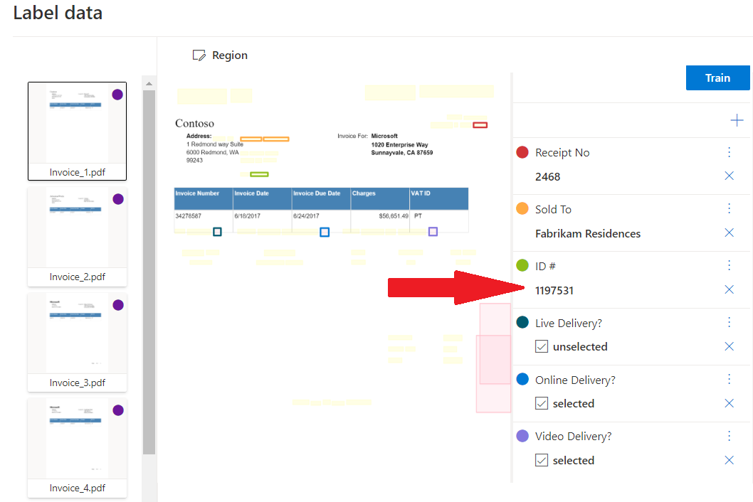 Screenshot that shows Document Intelligence analyzing a custom form.