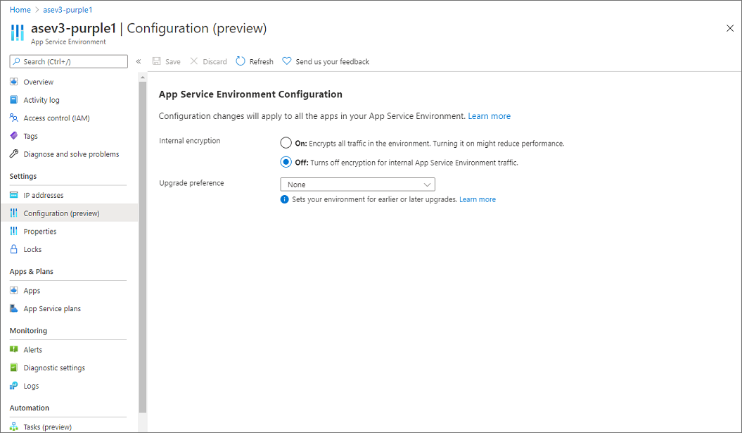 Screenshot that shows how to enable internal encryption.