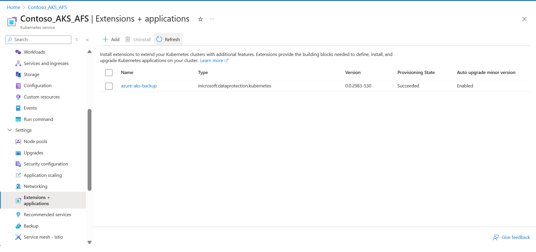 Screenshot shows how to select Extensions + Applications.