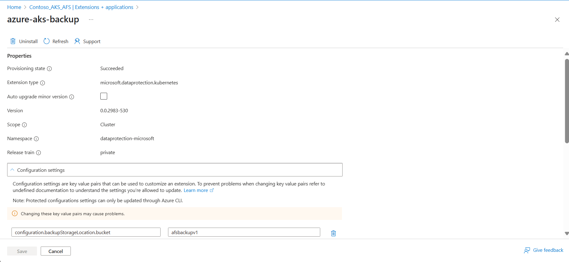 Screenshot shows how to open Backup extension settings.