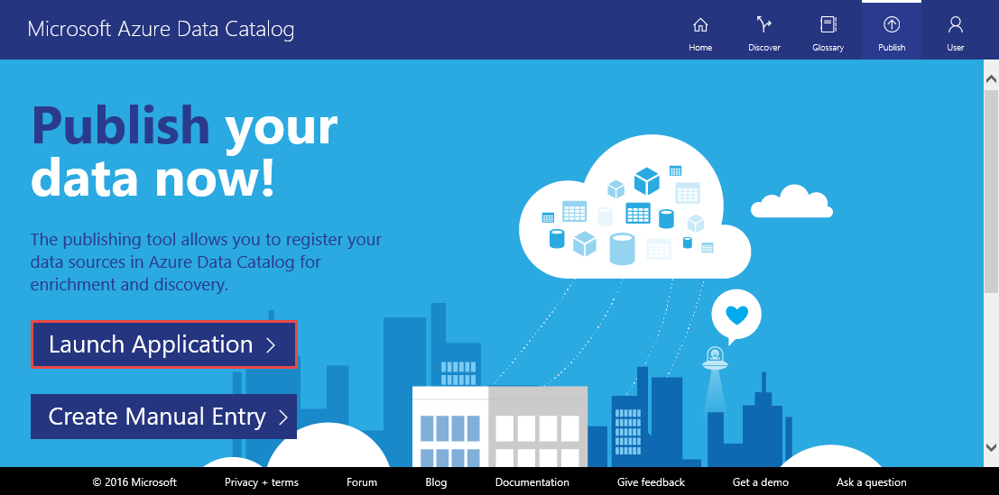 On the Publish Data page, the Launch Application button is selected.