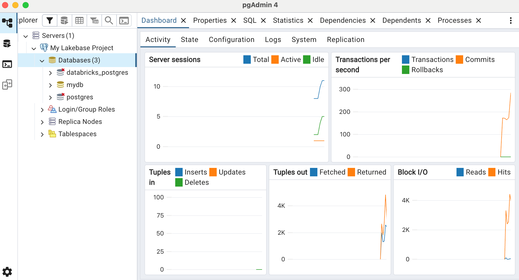 pgadmin servers view